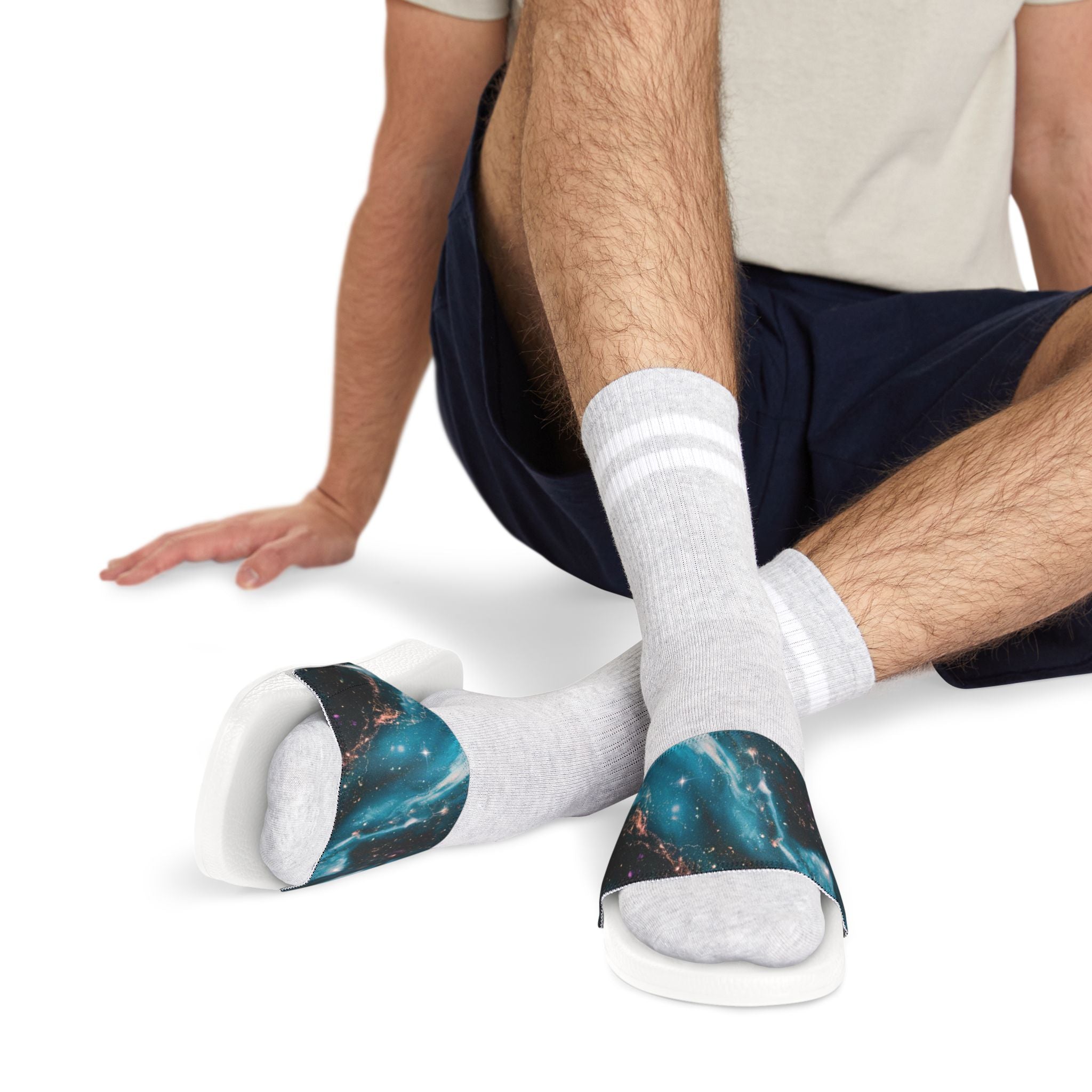 Galaxy Print Men's Removable-Strap Sandals | Unique Summer Footwear | Beach, Pool, Vacation Sandals, Gift for Him